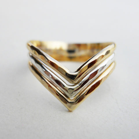 3 Strand Hammered Chevron Ring